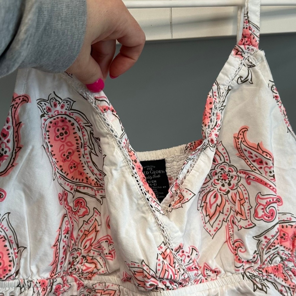 Y2K Paisley BabyDoll Cami Flowy Tank Top Beach Summer Smocked Women's Sz S - Picture 4 of 10
